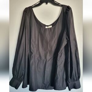 Tuckernuck Pomander Place Dianne Black Elevated Blouse Blouse 3X Long Sleeve NWT